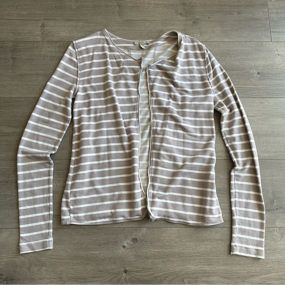 Bordeaux taupe (mix of gray and brown)/cream striped cardigan - size XS